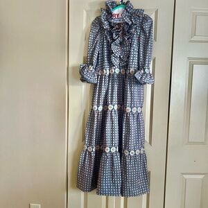 Gretchen Scott ruffled multicolor maxi dress NWT size M